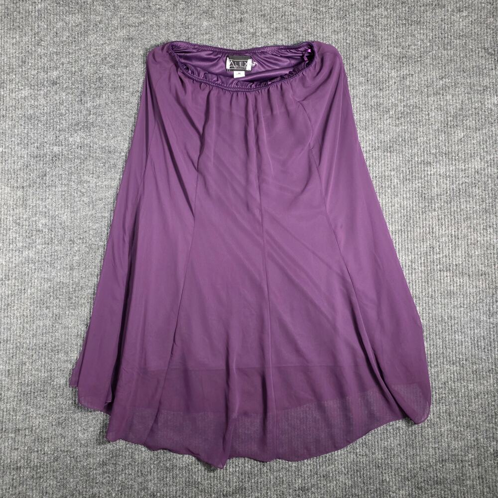ALEX Evenings XL Purple Chiffon Skirt Elastic Waist A-Line‎ Formal Evening
